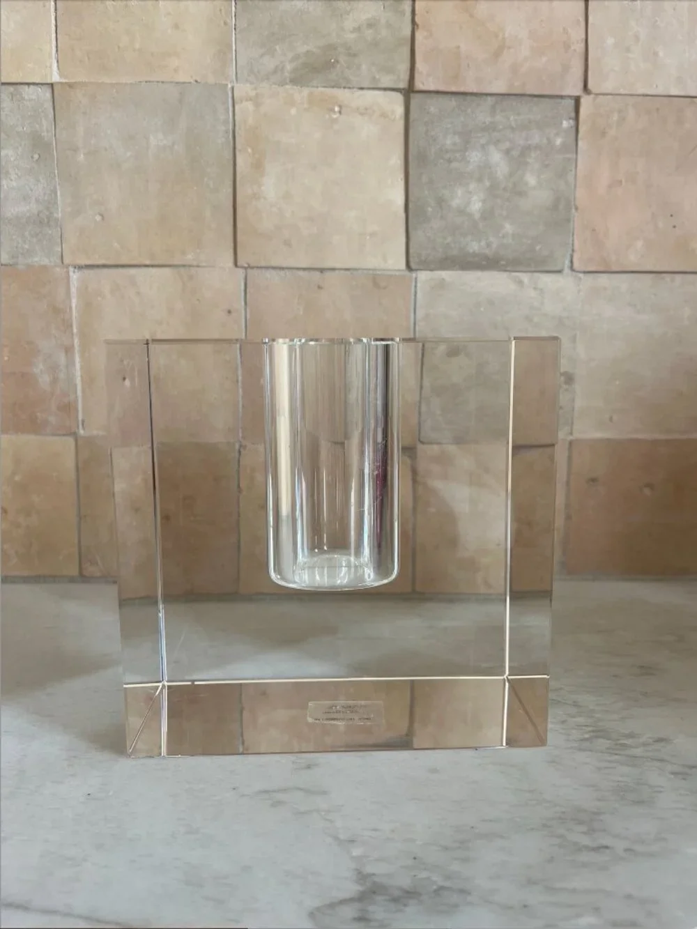Williams Sonoma Crystal Block Vase Size M
